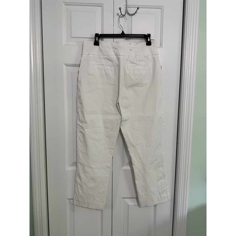 INC International Crop Zipper Pockets Pull On White Pants Womens 12 - Picture 5 of 7